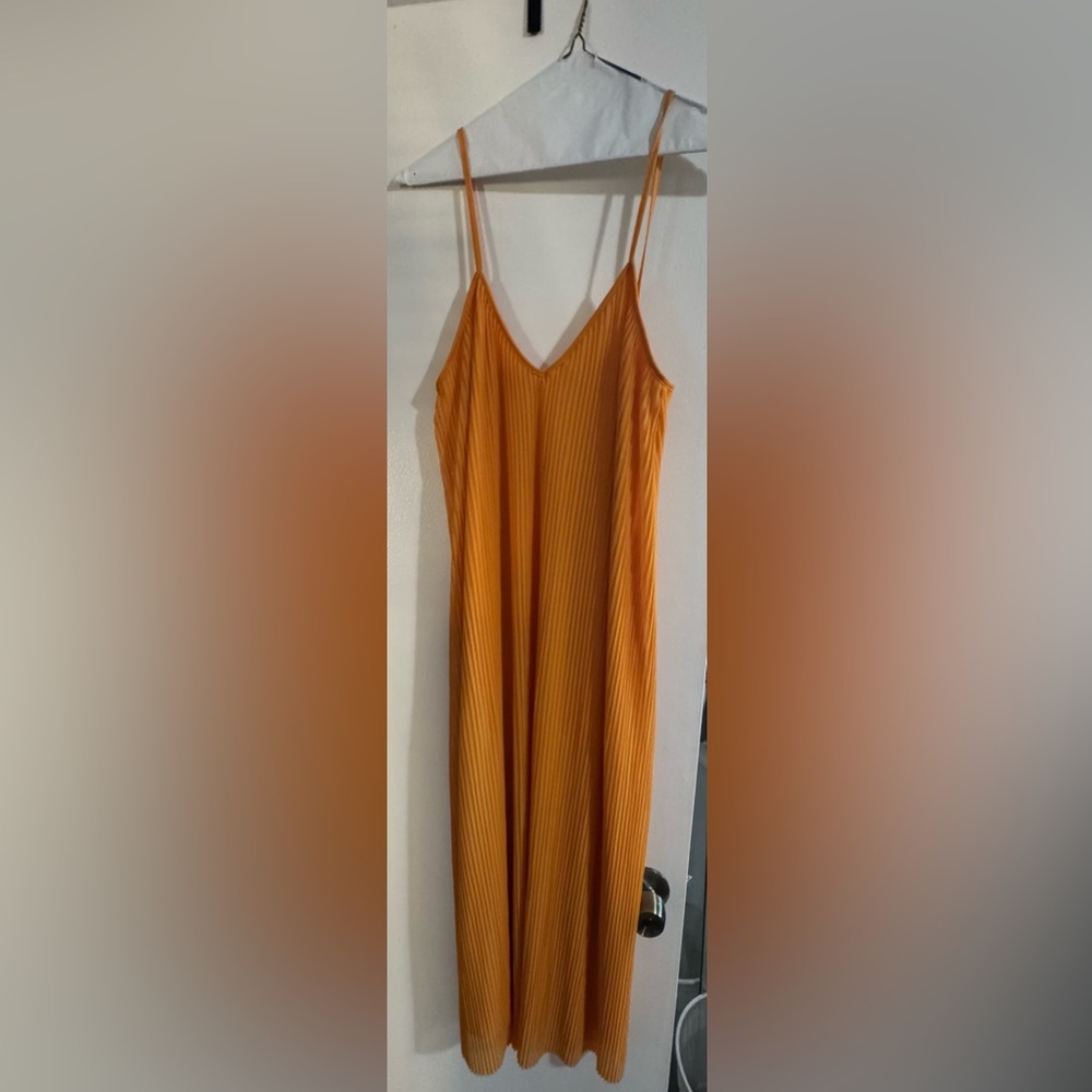 Zara pleated yellow marigold midi dress size medium